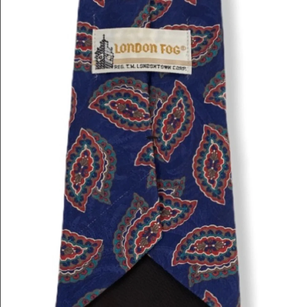London Fog‎ Mens Blue Red Paisley Tie made in USA